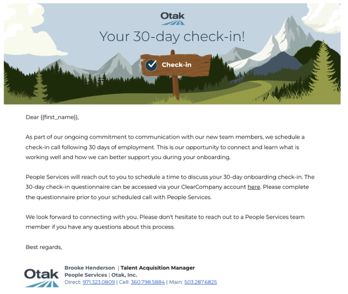 30 Day Check In with People Services